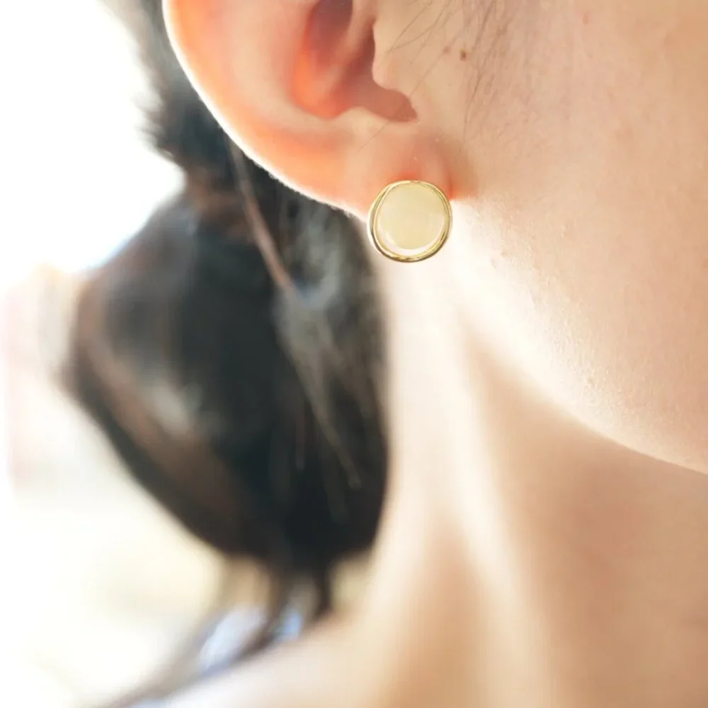 Round Opal Studs - Picture 2 of 2